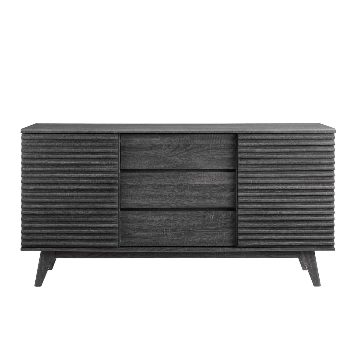 Modway Render 63&quot; Mid-Century Modern Sideboard Buffet Table or TV Stand in Charcoal