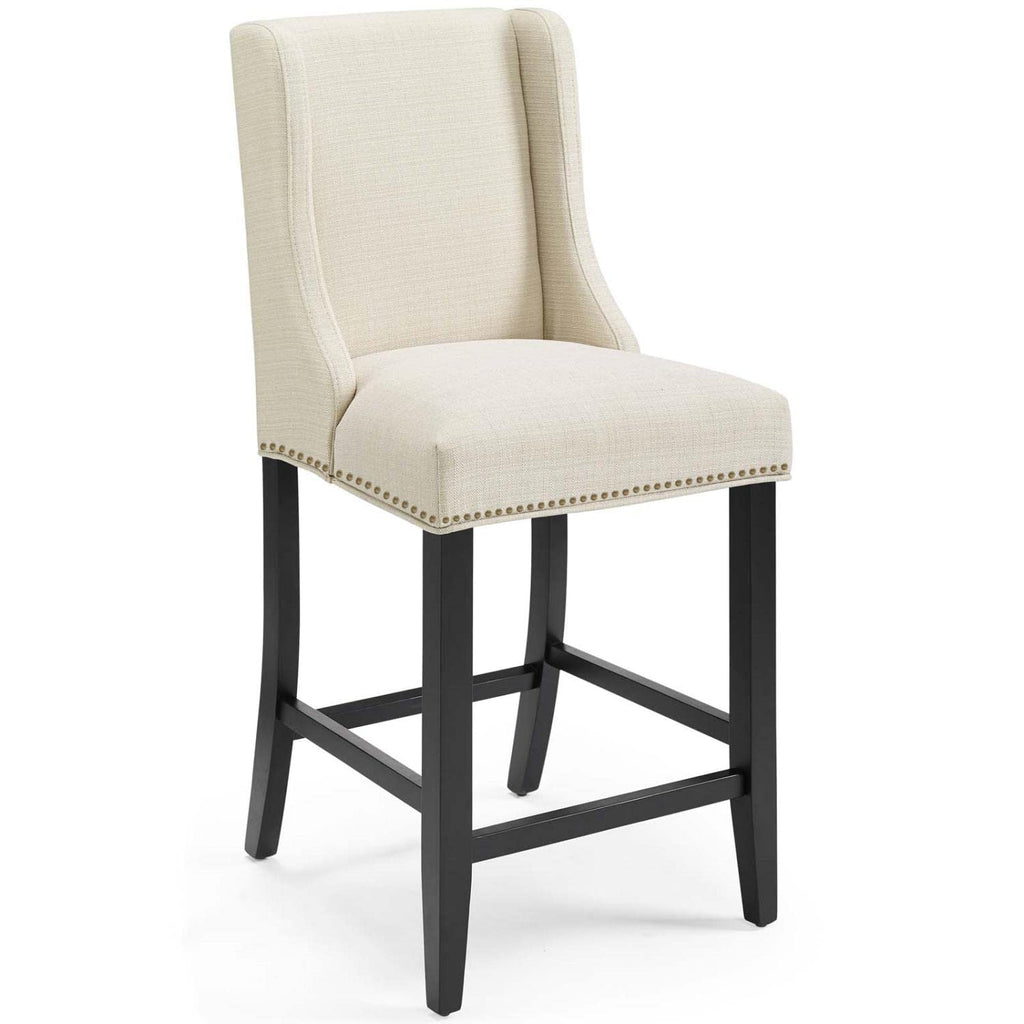 Modway Baron Counter Stool Upholstered Fabric Set Of 2, Beige
