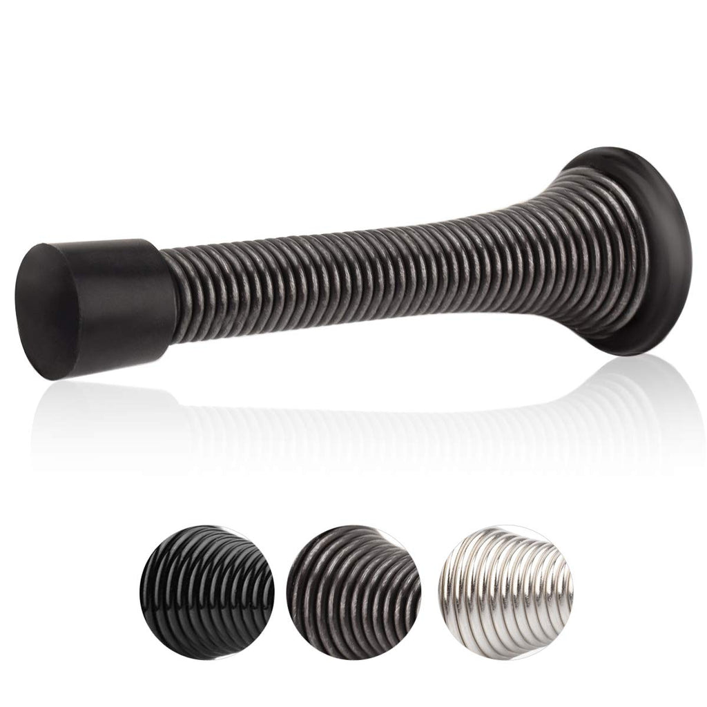 Homotek 12 Pack Spring Door Stopper With Rubber Bumper Satin Nickel 3-1/8' Flexible Spring Heavy Duty Wall Door Stop Low Mounte