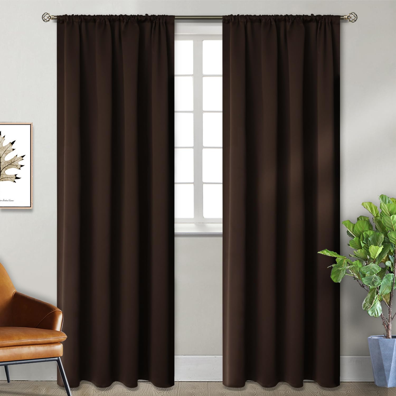 Bgment Brown Blackout Curtains 84 Inch Length For Bedroom - Rod Pocket Thermal Insulated Room Darkening Drapes Blinds For Living