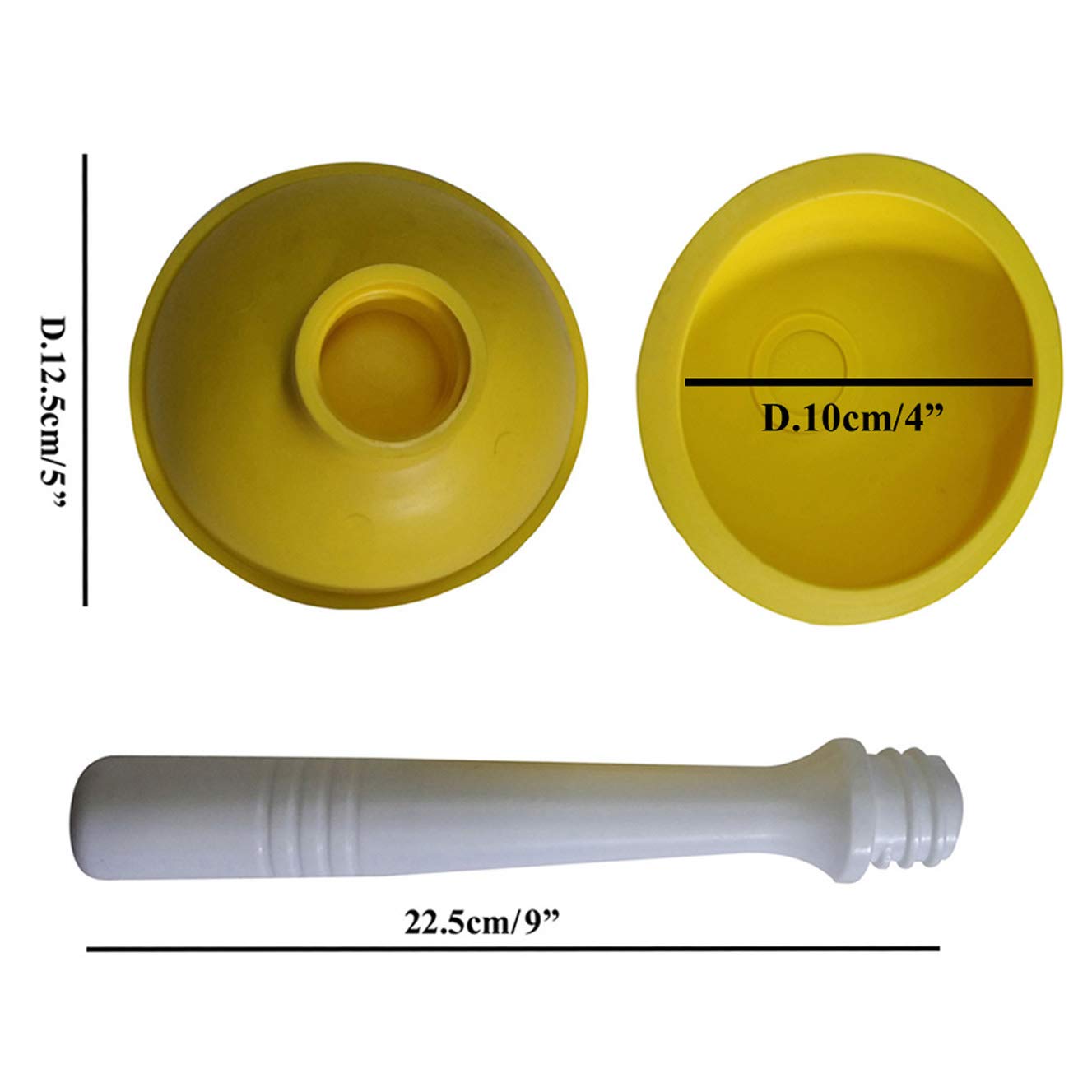 Coralpearl Drain Plunger, Small Hand Force Plumber Helper, Little 4 Inch Cup Clog Remover, Tiny Rubber Unclogger In 9'' Short Ha