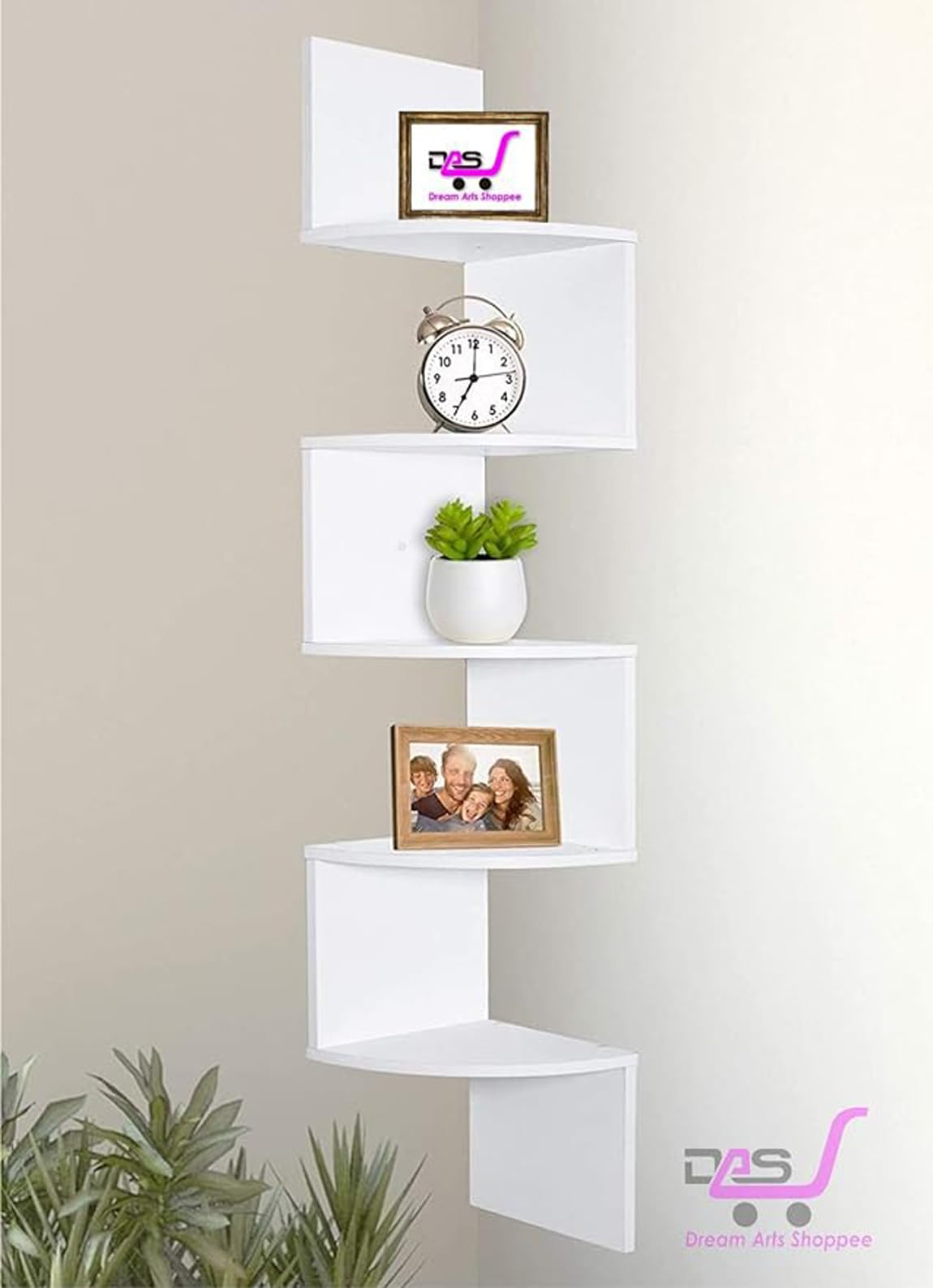 Shaizr Art Wooden Wall Shelves | Zig Zag Home Decor Floating Display Rack For Storage | Corner Hanging Shelf For Living Room Sty