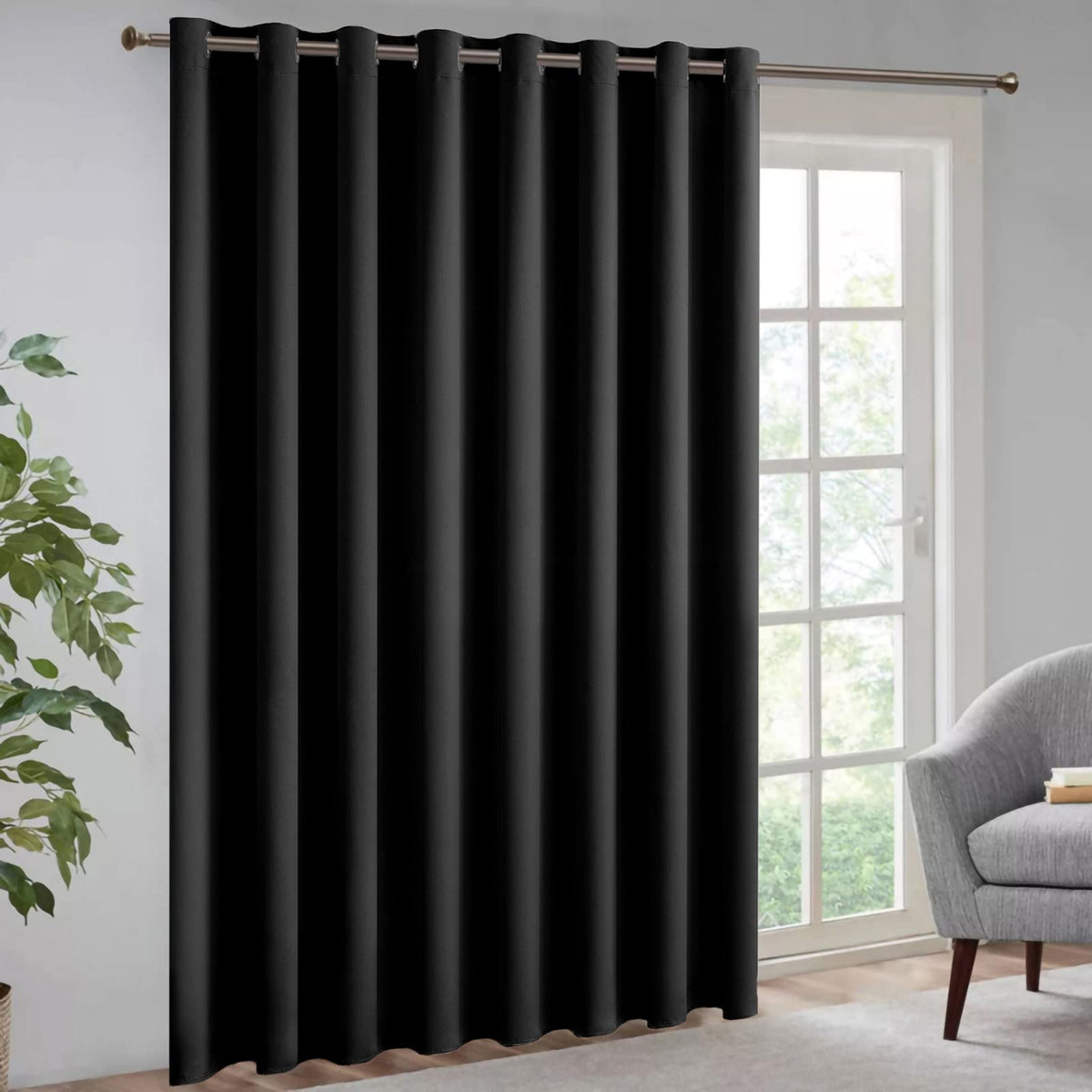 Miulee Room Divider Curtain Vertical Blinds Room Darkening Solid Wide Drapes Grommet Top Blackout Closet Door Curtains For Bedro