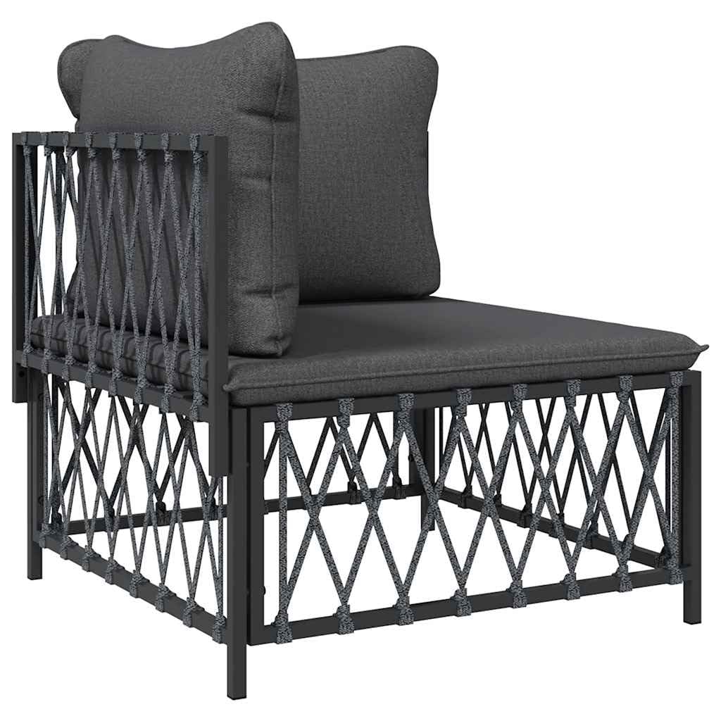 vidaXL Patio Corner Sofa - Anthracite Color, Durable Woven Fabric Material, Powder-Coated Steel Frame, Comfortable Cushions, Mod