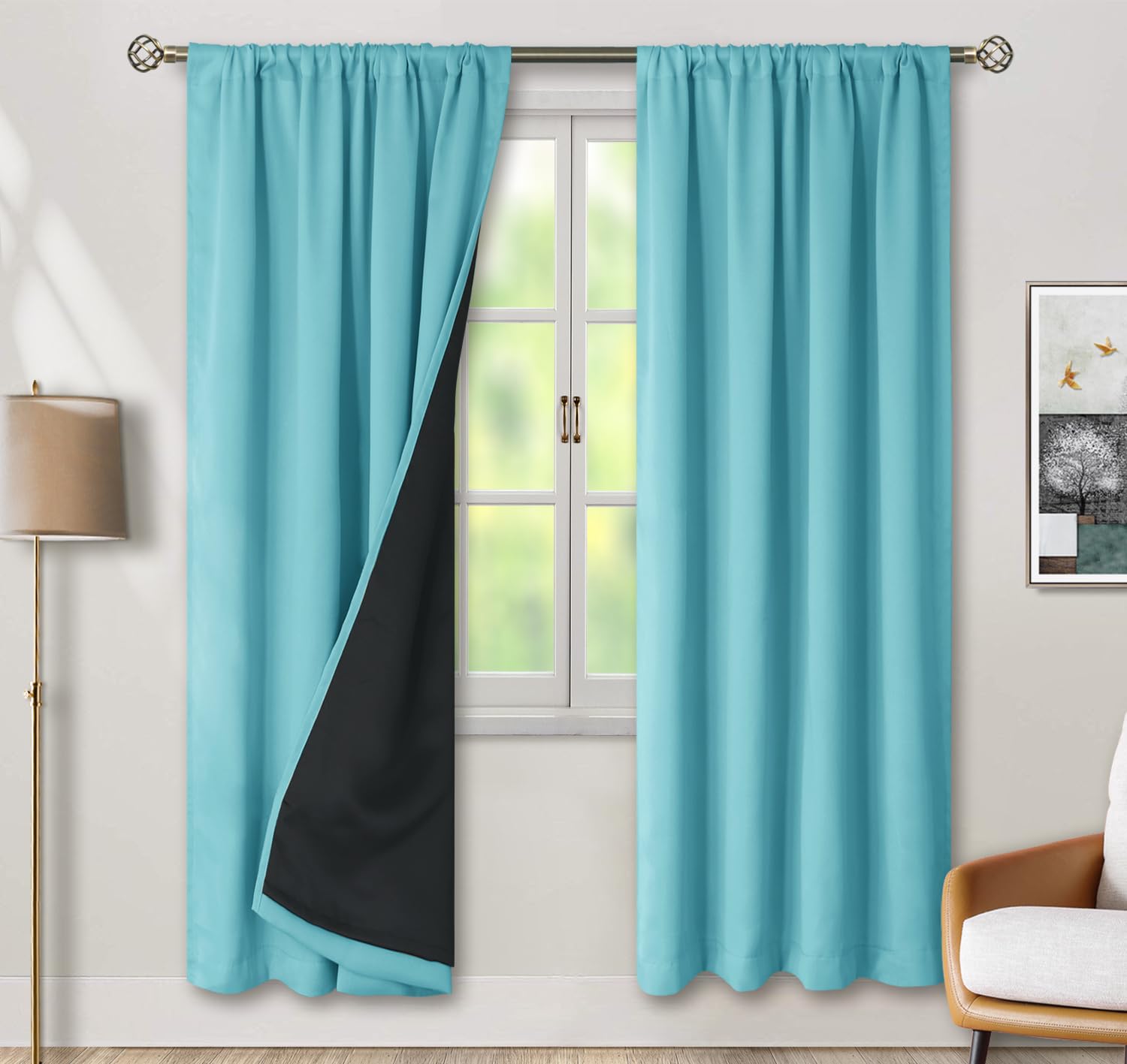 Bgment 100% Blackout Curtains For Bedroom 84 Inch Length, Full Room Darkening Curtains For Living Room Rod Pocket With Thermal I