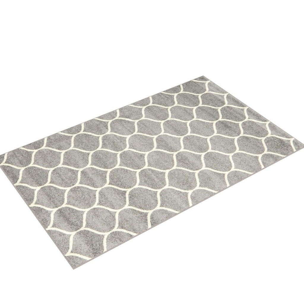 Unique Loom Trellis Frieze Collection Area Rug - Rounded (5' 1'' X 8', Light Gray/ Ivory)