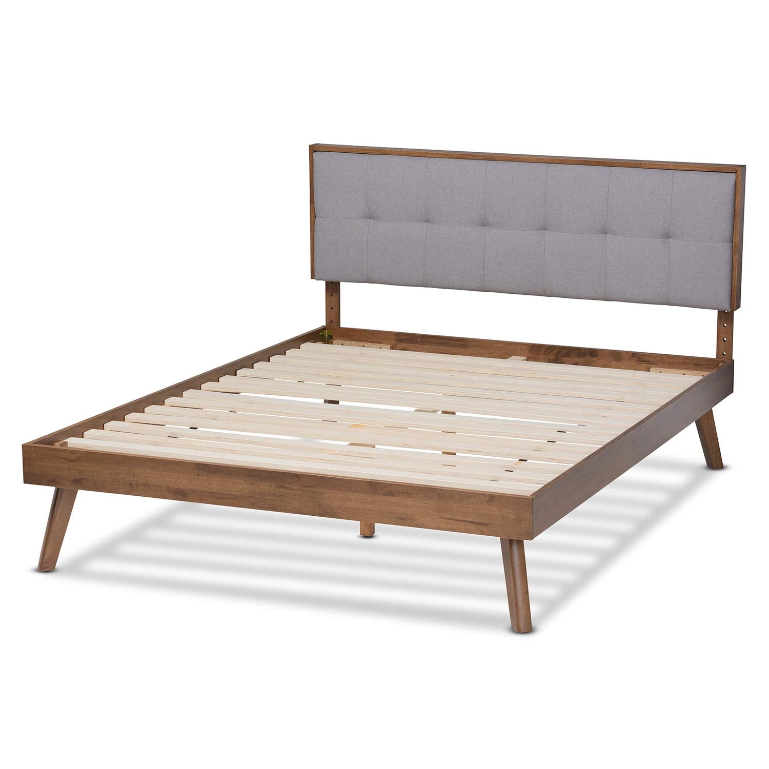 Baxton Studio Alke Mid-Century Upholstered Wood King Platform Bed