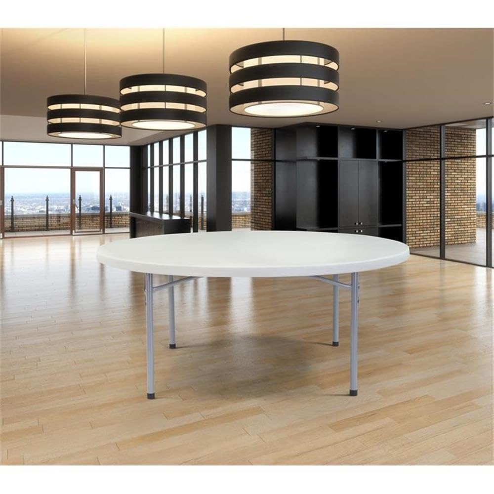 National Public Seating BT-R Series Steel Frame Round Blow Molded Plastic Top Folding Table, 700 lbs Capacity, 71&quot; Diameter x 32&quot; Height, Speckled Gray/Gray