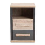 Baxton Studio Pandora 24.25-inch High 2-Drawer Nightstand, Dark Grey and Oak Light Brown (141-7961-HiT)