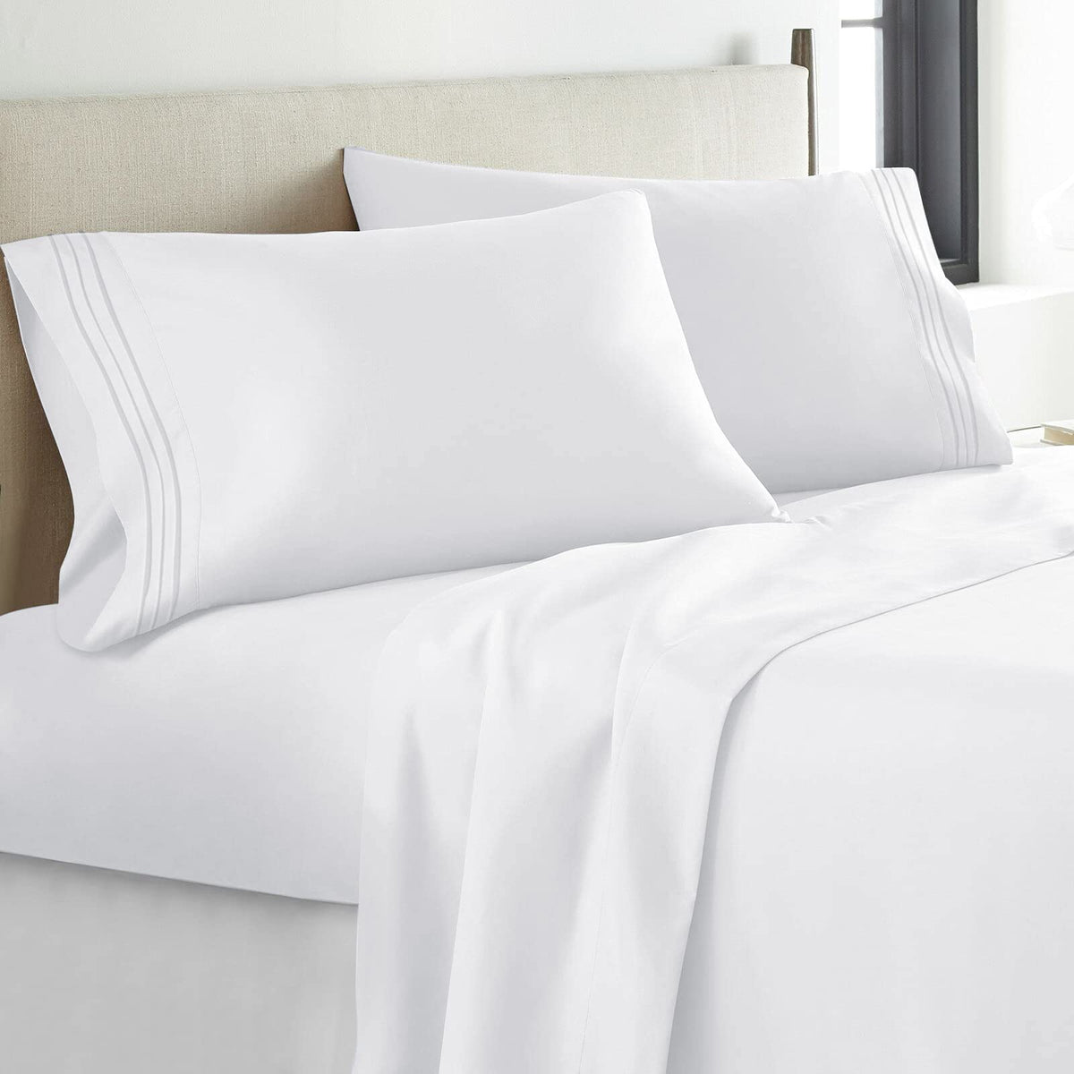 Yiyea King Size Sheets Set - Hotel Luxury 1800 Thread Count Brushed Microfiber Bedding Sheets & Pillowcases - Extra Soft, Deep P