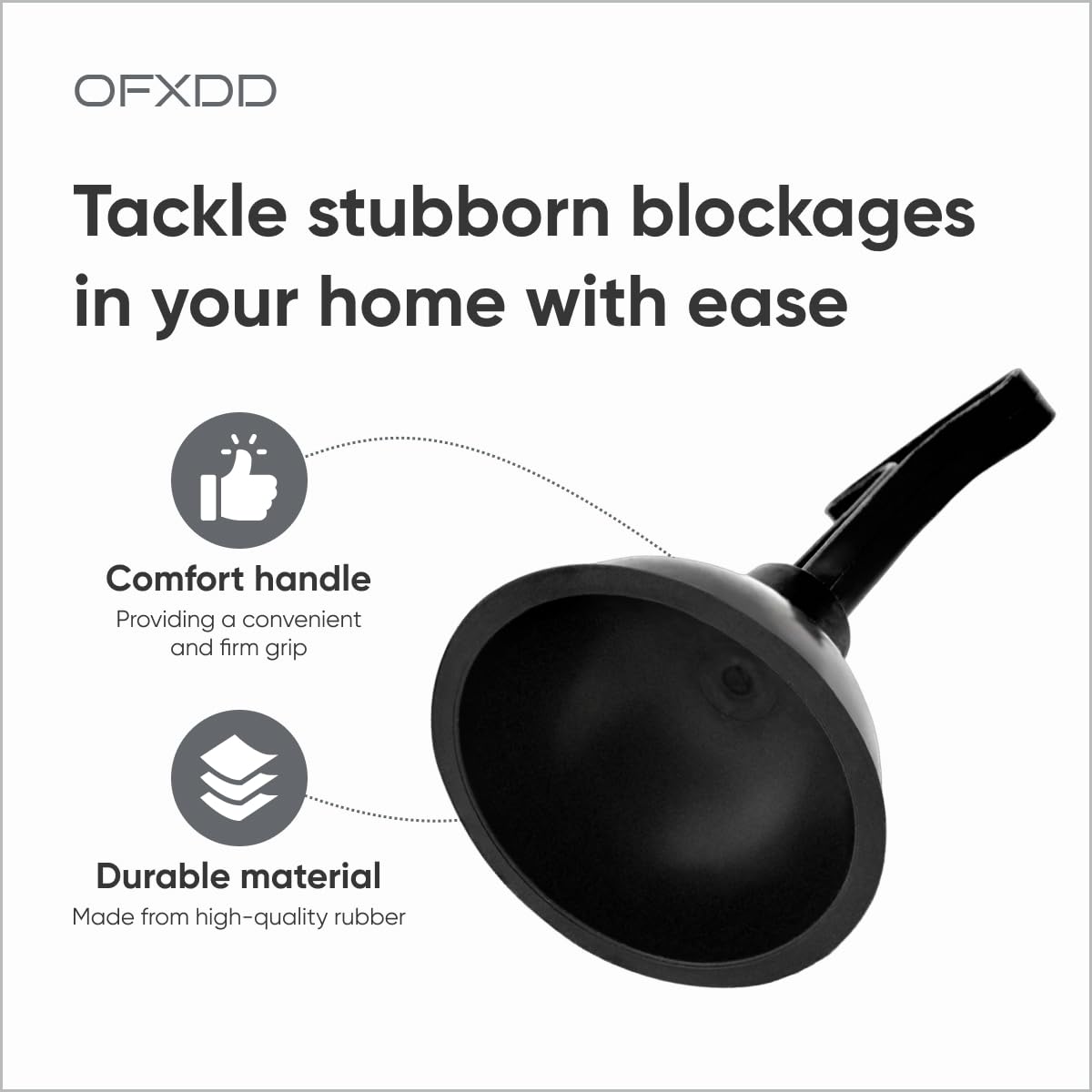 Ofxdd Short Bathtub Cup Plunger - Plunger For Clogged Duty - Heavy Duty Rubber Toilet Plunger - Simple Sink Plunger