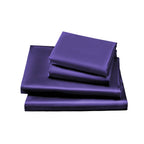 GOLAL Queen Satin Bed Sheets Set - 4 Pieces Luxury Soft Dark Purple, Wrinkle-Free with Fitted, Flat Sheet & Pillowcases