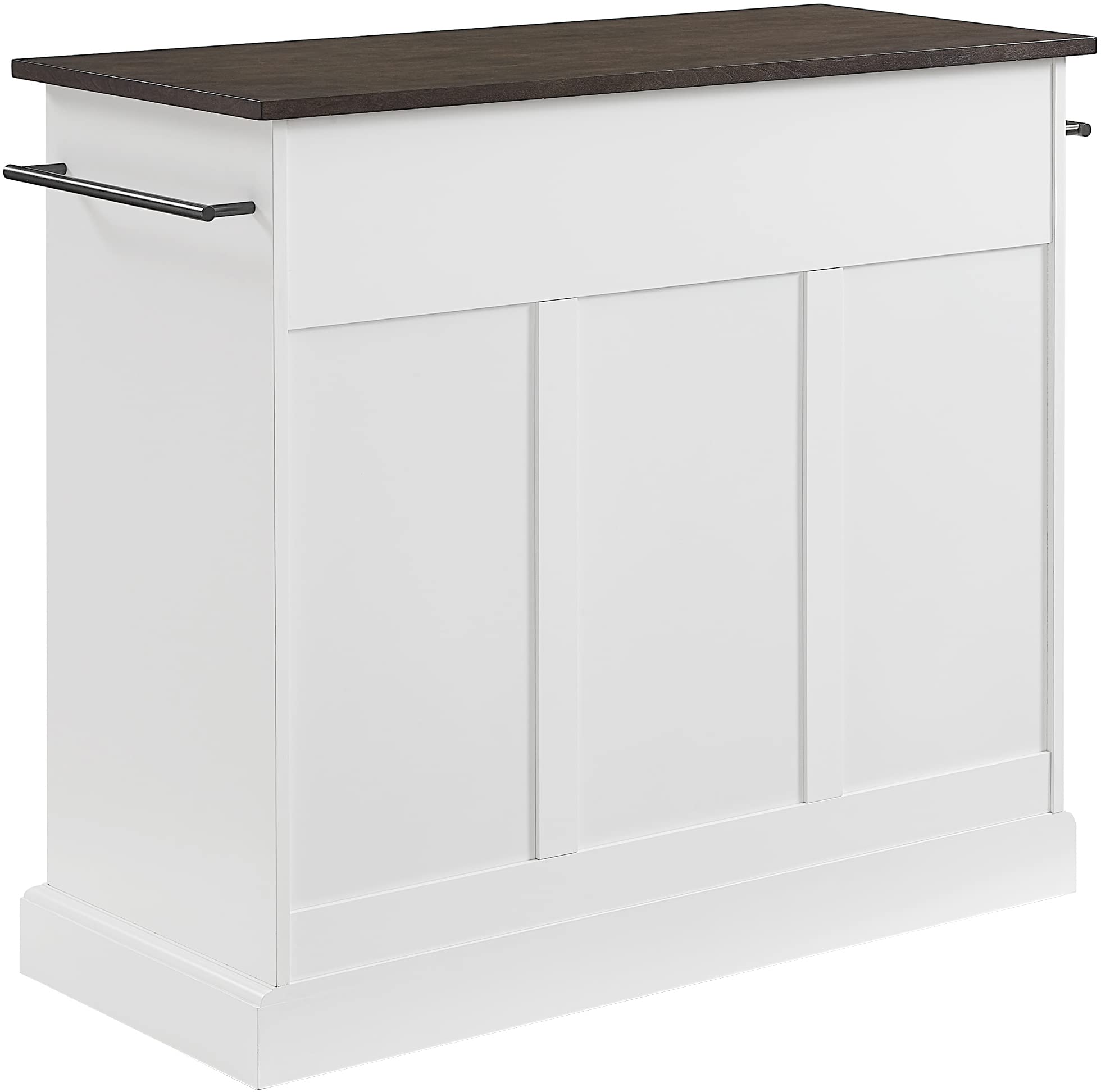 Crosley Furniture Shoreline Kitchen Island, Microwave Stand, Coffee Bar, with Shelves and Drawers, White