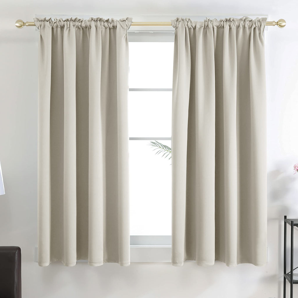 Deconovo Cream Curtains Blackout Drapes For Bedroom, Window Panels 63 Inch Length 2 Pack - 42W X 63L Inch, Light Beige, 2 Drapes