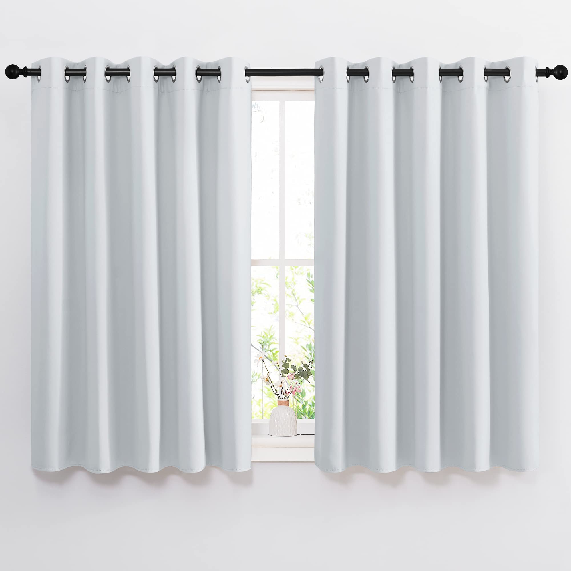 Nicetown Greyish White Room Darkening Curtain Panels - Window Treatment Thermal Insulated Grommet Room Darkening Curtains/Panels