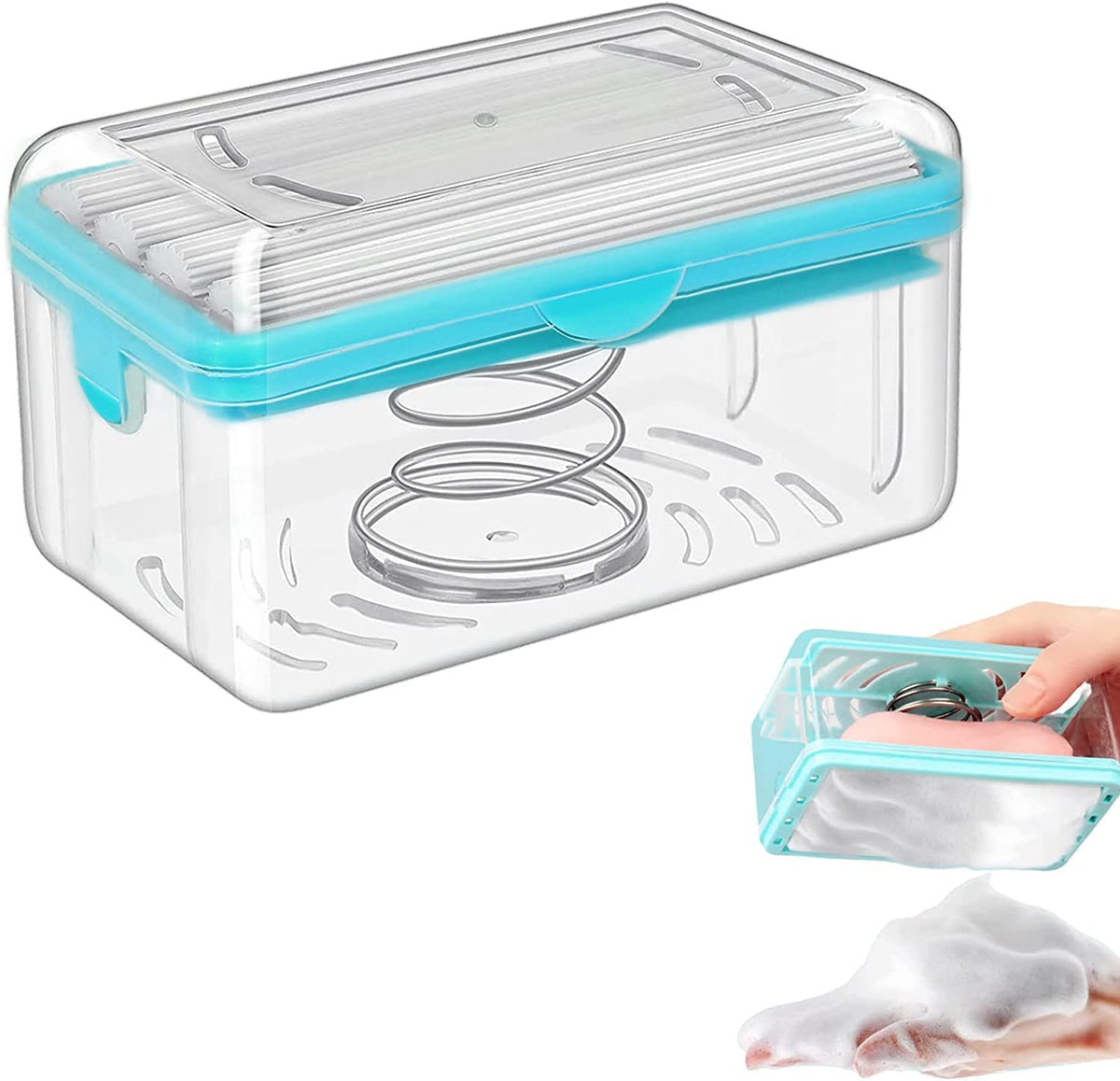 BEHAHAI 2in1 Portable Portable Laundry Rolling Soap Box Soap Bar Box Dispenser with Rubber Roller Foaming Soap Saver with Drai