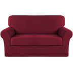 Turquoize Stretch Sofa Slipcover 2 Pieces Sofa Cover Couch Cover For 2 Cushion Couch Washable Furniture Protector Covers With Elastic Bottom Feature Thick Jacquard Fabric (Loveseat, Burgundy)