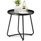 Danpinera Outdoor Side Tables, Weather Resistant Steel Patio Side Table, Small Round Outdoor End Table Metal Side Table For Patio Yard Balcony Garden Bedside Black, Set Of 2