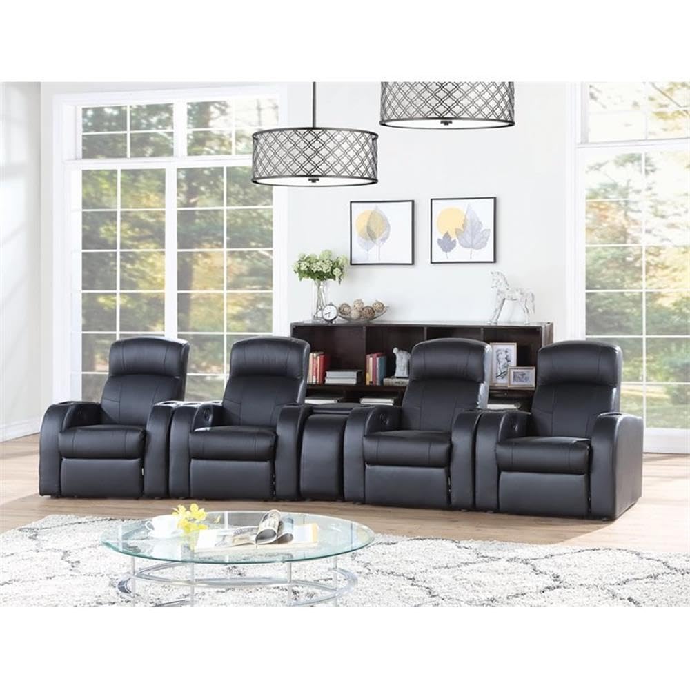 Coaster Cyrus 5-Piece Theater Seating (4R), Black