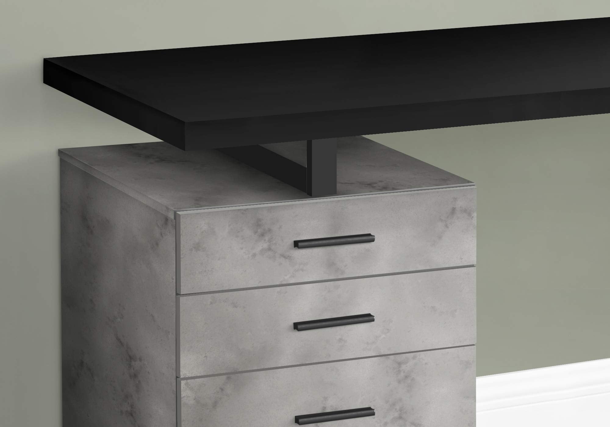 Monarch Specialties I 7647 Computer Desk, Home Office, Laptop, Left, Right Set-Up, Storage Drawers, 48&quot; L, Work, Metal, Laminate, Grey, Black, Contemporary