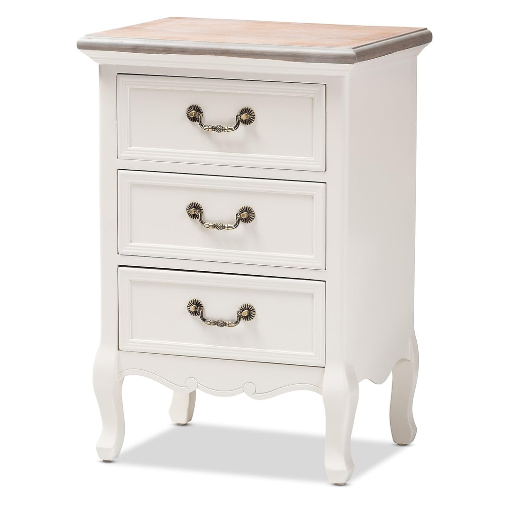 Baxton Studio Capucine 18.9-inch W x 13.6-inch D End Table, White and Oak (151-9205-HiT)