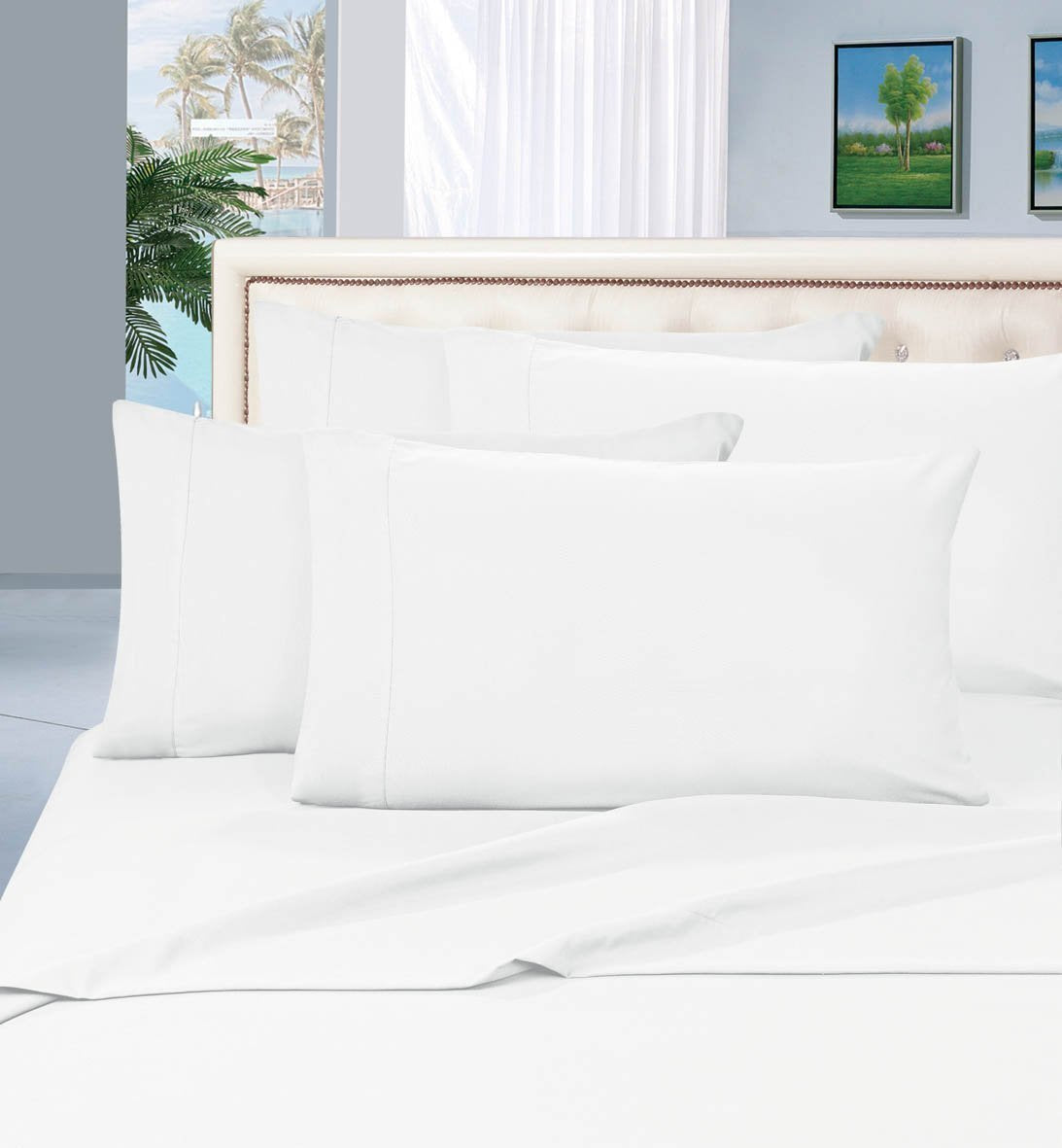 Elegant Comfort Wrinkle & Fade Resistant 1500 Premier Hotel Quality Luxury 4-Piece Sheet Set, Deep Pocket Up To 16' - Full, Whi