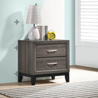 Coaster Home Furnishings Watson 2 Drawer Bedroom Nightstand Transitional Style Bedside Table Storage Drawers Grey Oak and Black 212422