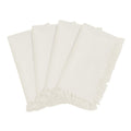 SARO LIFESTYLE 1234 Lizette Collection Fringed Design Festive Dinner Napkins (Set of 4), Off White, 20'' Square, 4 Pieces