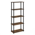 Furinno Turn-N-Tube 5-Tier Multipurpose Shelf Display Rack, Amber Pine/Black