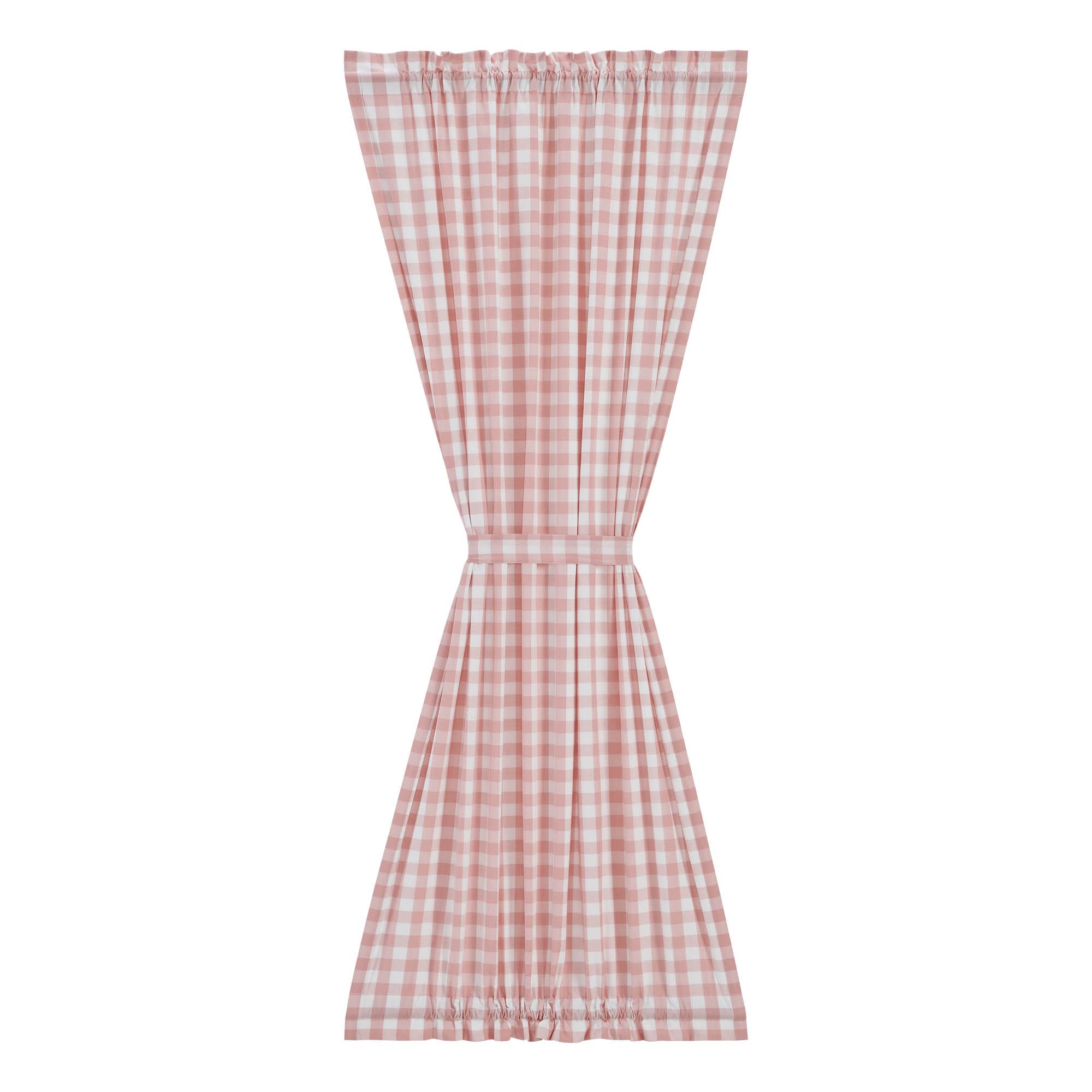 Vhc Brands Annie Buffalo Check Farmhouse 72'X40' Door Panel Pink Rod Pocket Cotton Tie Back(S) Window Curtains