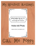 ThisWear Fathers Day Gift Blessings Call Me Poppy Natural Wood Engraved 4x6 Portrait Picture Frame Wood