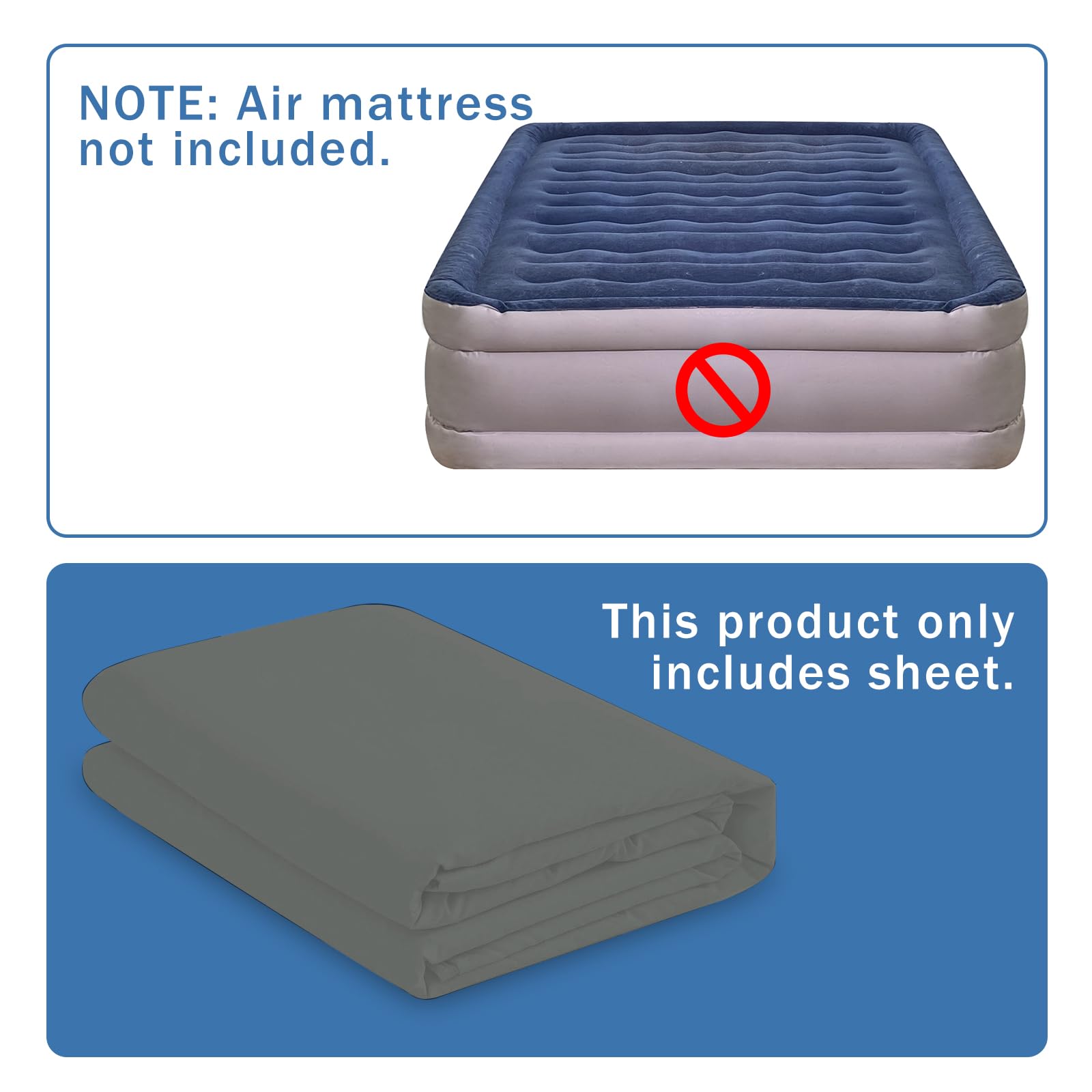 Bedecor Air Bed Sheets For Mattress Cover Removable Bed And Elastic Band Super Soft And Breathable & Deep Up To 21'' Dark Gray T