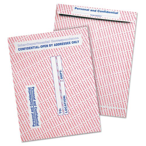 Gray/Red Paper Gummed Flap Confidential Interoffice Envelope, 10 X 13, 100/Box