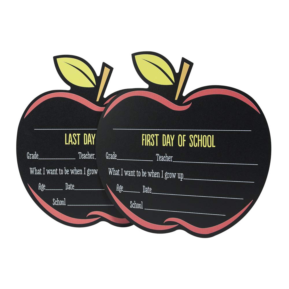 Canopy Street First & Last Day of School Reusable Chalkboard Sign Photo Prop Set - Easy Clean Back to School and Last Day Sign -