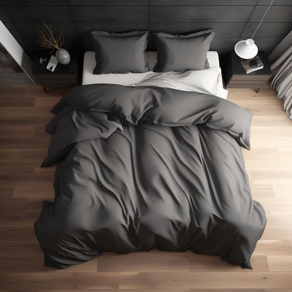 Lunar - 100 Percent Rayon Derived From Bamboo - 400 Thread Count, Eight Corner Ties, Breathable & Soft As Silk- Ideal Duvet Cove
