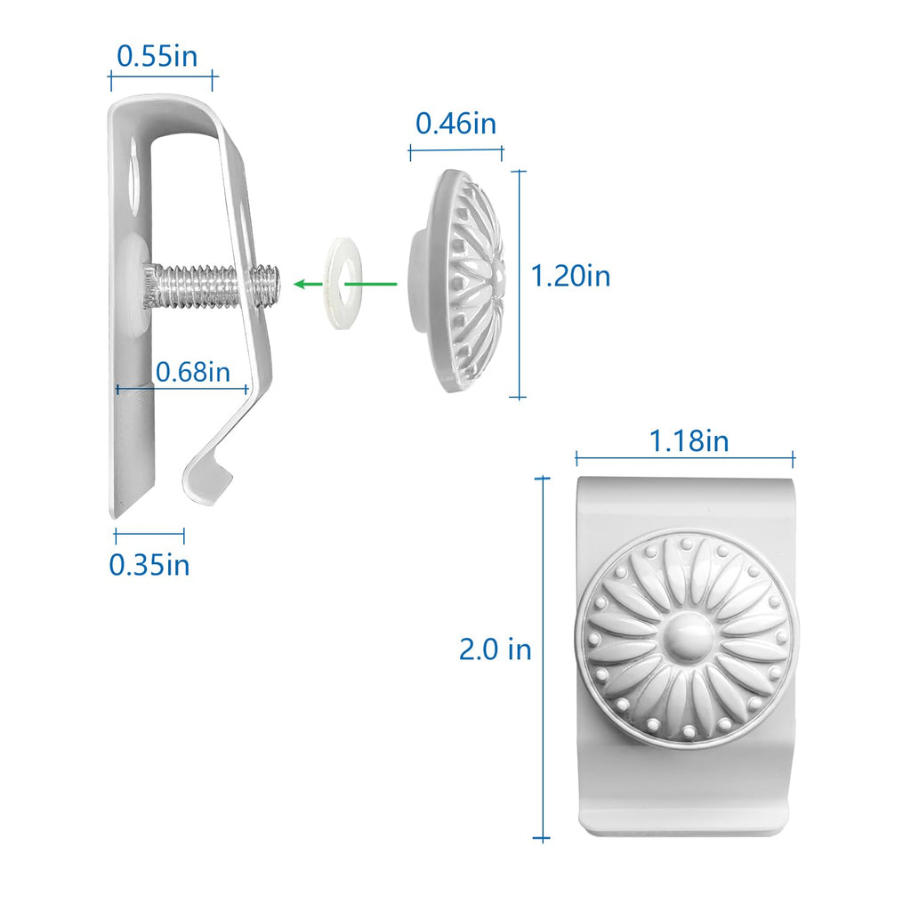 Tapestry Wall Hanging Clamps 4 Pack Textile Art Decoration Wall Hangers Metal Clips For Hanging Rugs Carpet Wall Display (White)