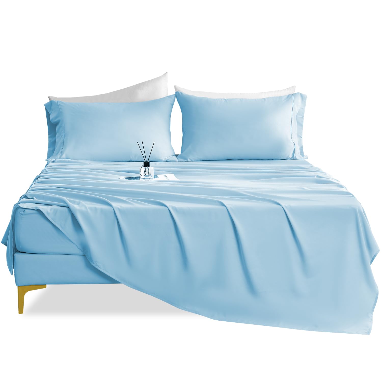 Cozysmile Silky Soft King Sheet Set - Luxury 4 Piece Breathable Cooling Sheets For King Size Bed, 16'' Deep Pocket Easy Care Wri