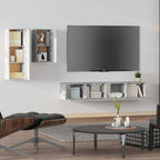 vidaXL TV Stand Set 4 Piece, Wall Mounted Entertainment Center, TV Stand Console with Storage, Modern Style, Concrete Gray Engineered Wood
