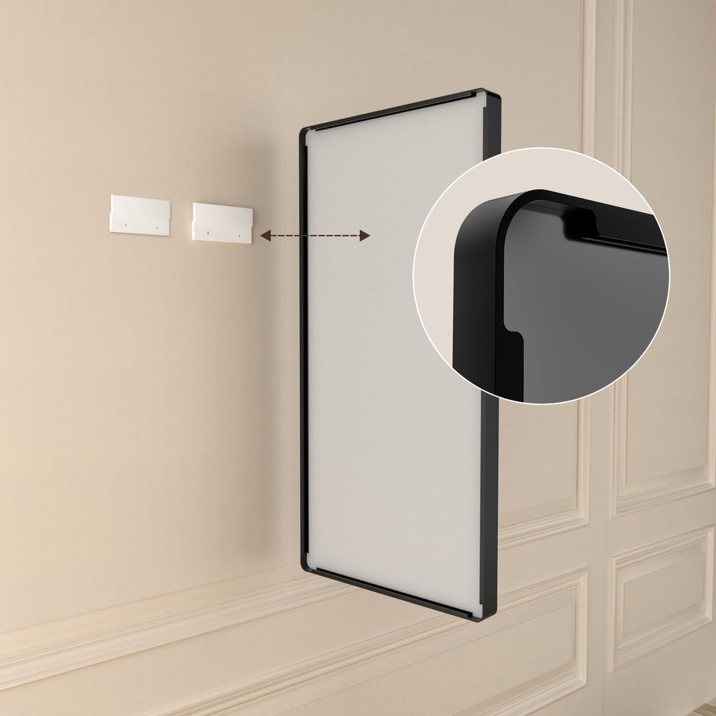 Istripmf 36X36 Inch Black Bathroom Mirror,Rectangle Matte Black Bathroom Vanity Mirror For Wall,Tempered Glass,Round Corner Blac