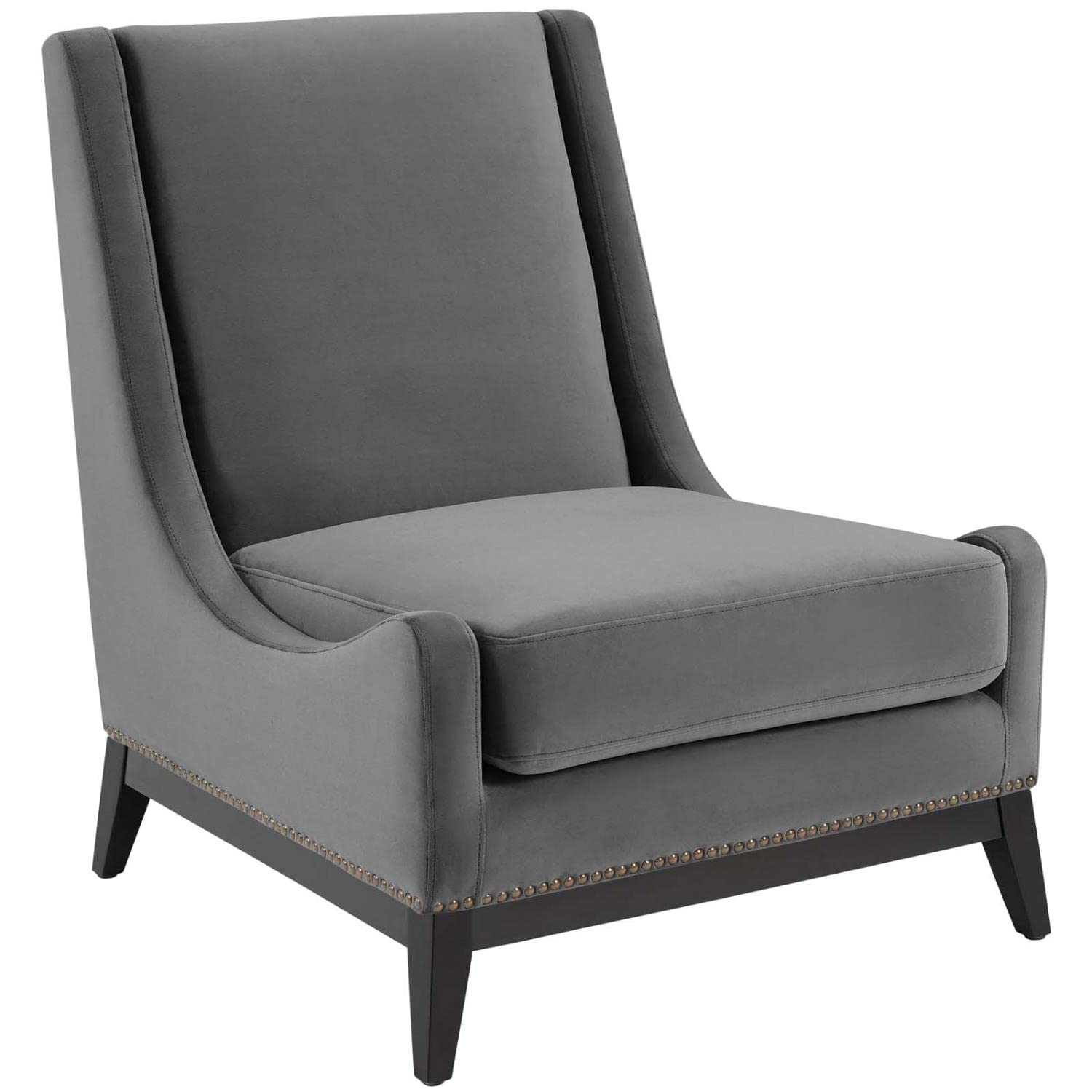 Modway Confident Upholstered Performance Velvet Set Of 2, Two Lounge Chairs, Gray