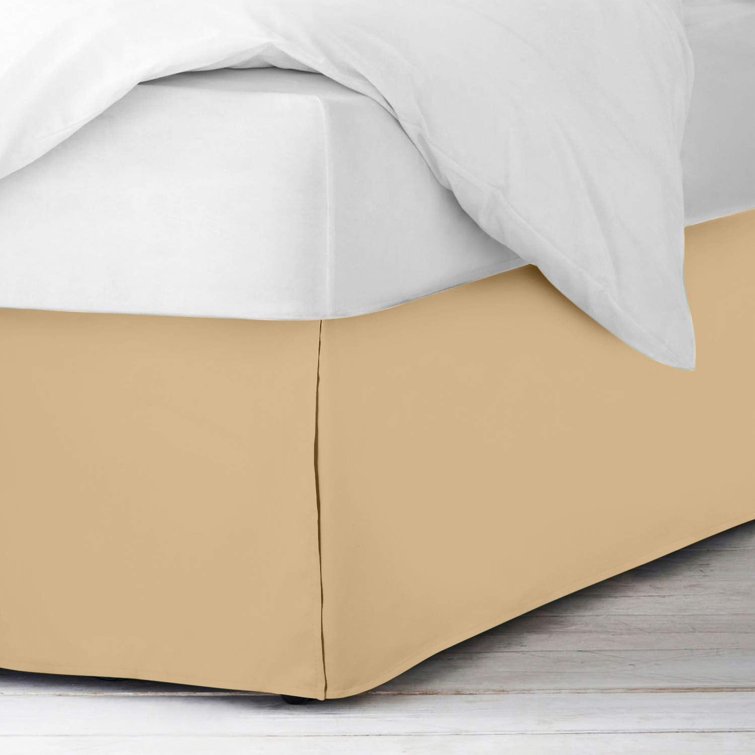 Nestl Gold Bed Skirt King Size - King Bed Skirt 14 Inch Drop - Brushed Microfiber Bed Skirts - Hotel Quality Pleated Bed Skirt - Shrinkage & Fade Resistant