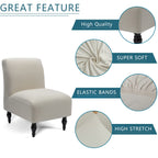 Liykimt Armless Accent Chair Cover Slipcover,Slipper Chair Stretch Spandex Removable For Armless Chair Furniture Protector For Living Dining Room Hotel (Beige, 2)