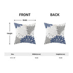 Cxmeifly Navy Blue White Grey Pillow Covers 18X18 Inch Set Of 2 Dahlia Floral Decor Throw Pillows Summer Modern Geometry Flower