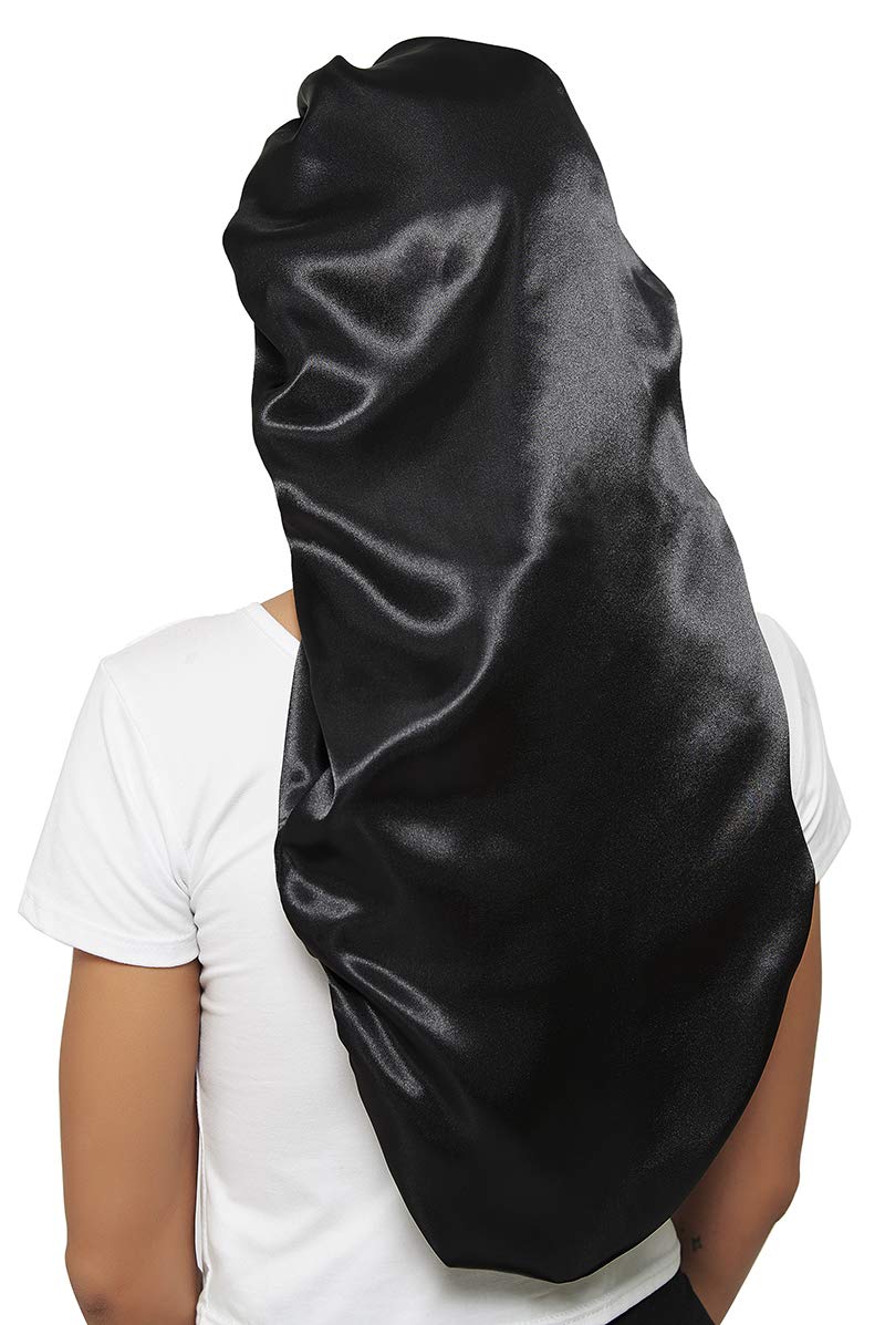 Wbfwbb Braid Bonnet for Sleeping, Wide Elastic Band Satin Hair Wrap Sleeping Cap for Women Cap for Braids, Curly, Long Hair Blac