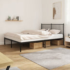 vidaXL 12-Inch Black Metal Queen Bed Frame with Headboard, Heavy-Duty Construction with Under-Bed Storage for Modern Bedroom, No Box Spring Needed & Easy Assembly, No Mattress