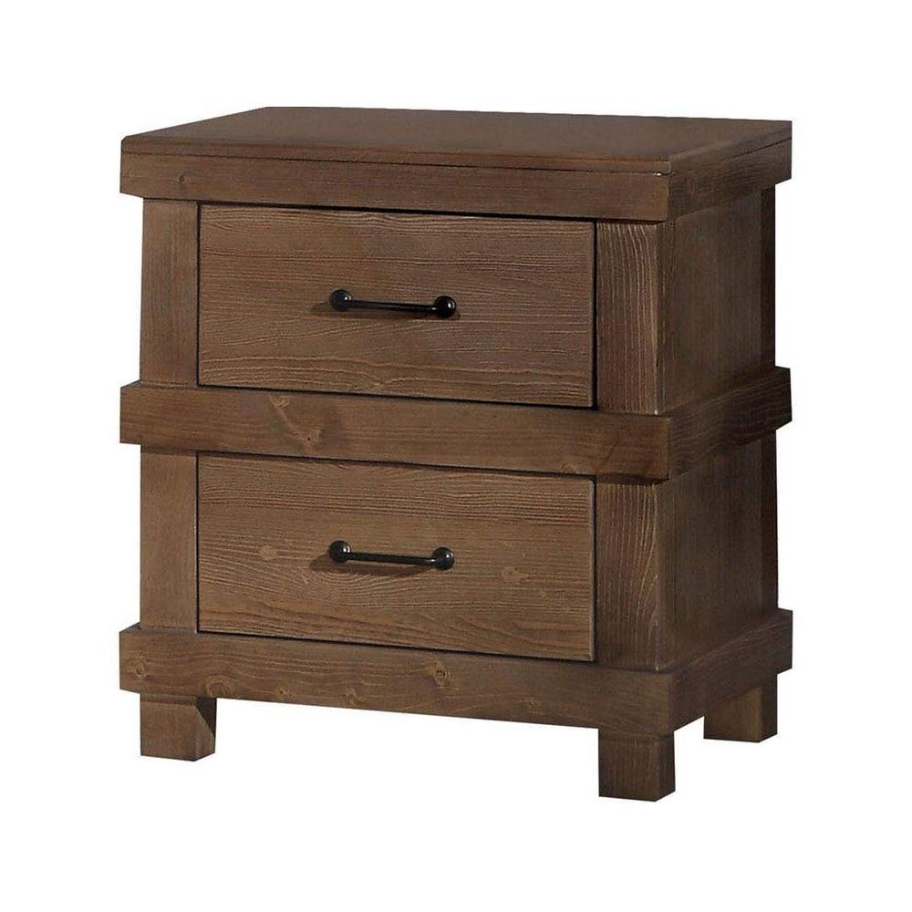 HomeRoots Pine Wood (New Zealand), Nightstand, Antique Oak