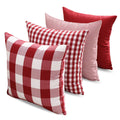 Carrie Home Red Plaid Decorative Throw Pillow Covers 20X20 Set Of 4, Burgundy Red And White Christmas Couch Pillows 20 X 20, Red