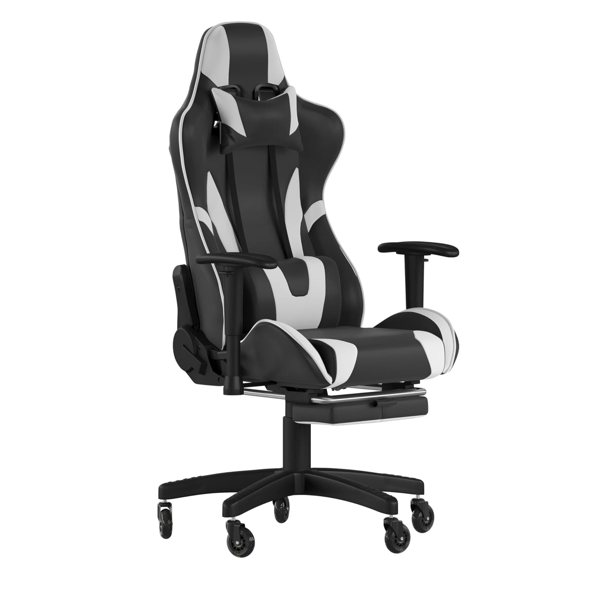 Flash Furniture X30 Gaming Chair Racing Computer Chair - Black LeatherSoft Upholstery - Reclining Back - Slide-Out Footrest - Roller Wheels