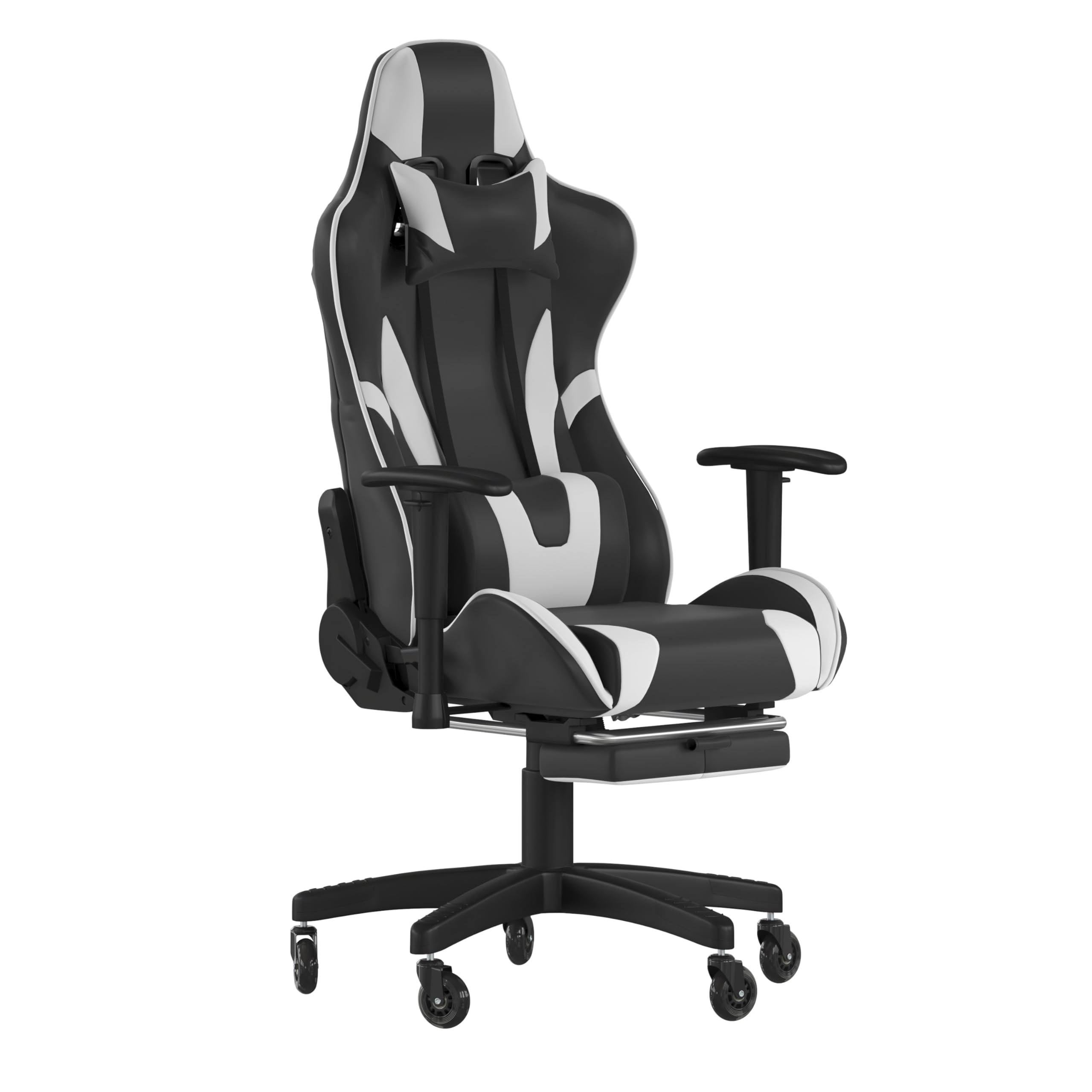 Flash Furniture X30 Gaming Chair Racing Computer Chair - Black LeatherSoft Upholstery - Reclining Back - Slide-Out Footrest - Roller Wheels