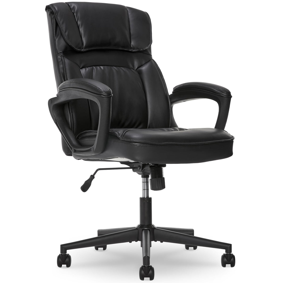 Serta Hannah Microfiber Office Chair With Headrest Pillow, Adjustable Ergonomic With Lumbar Support, Soft Fabric, Bonded Leather